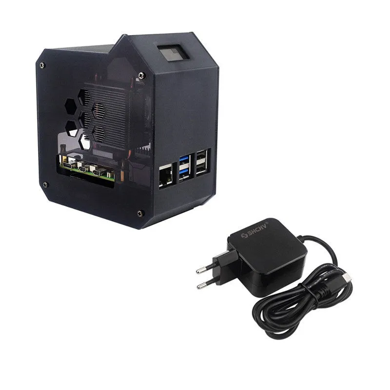 Conjunto de ventiladores verticales Raspberry Pi 5 con carcasa OLED de radiador OLED de 0.96 pulgadas