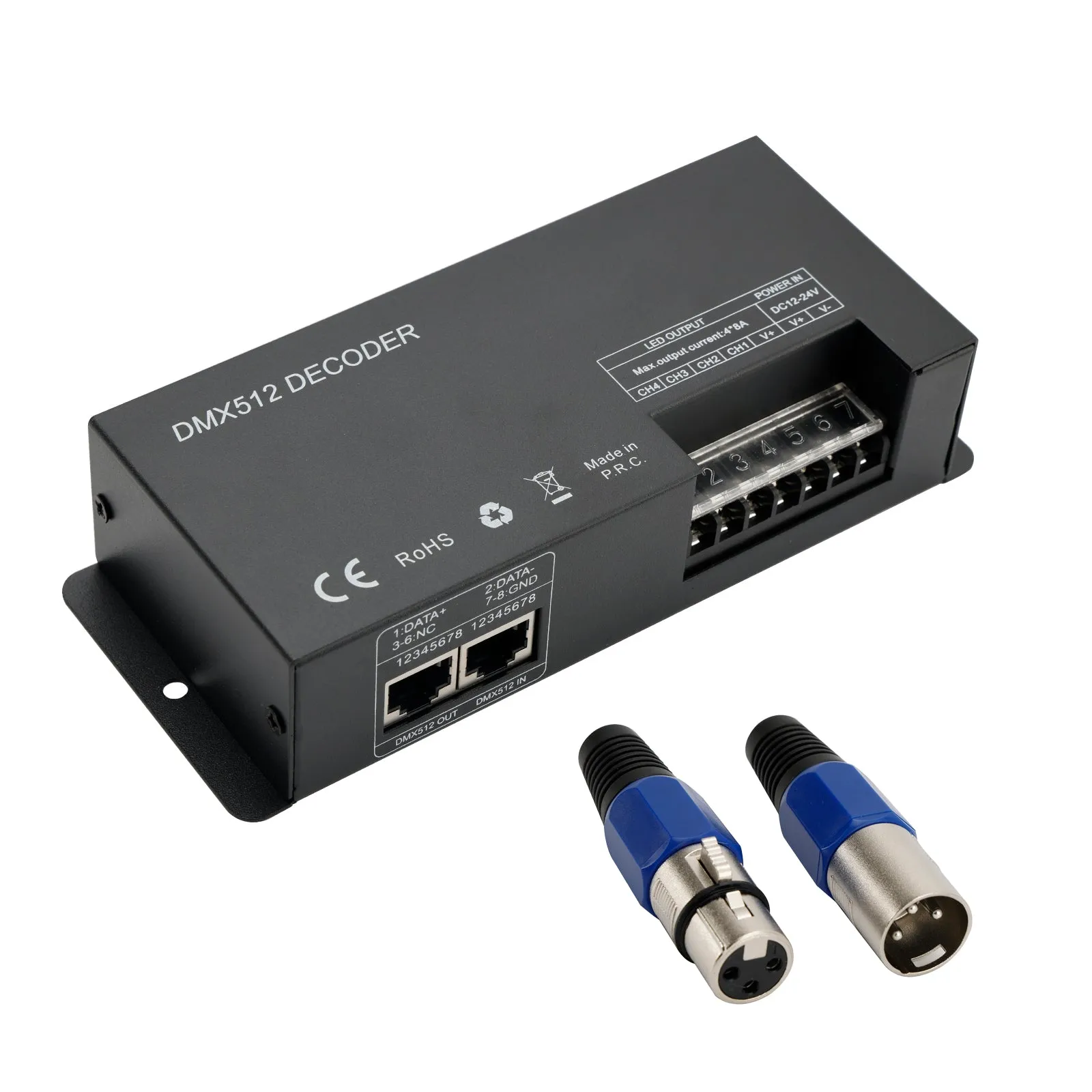 Controlador de luz de tira LED de 4 canales RGBW PWM DMX 512 decodificador atenuador controlador