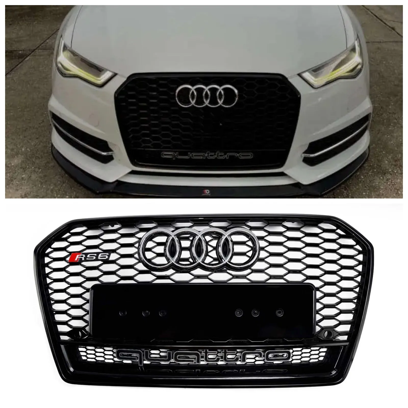 2016-2018 Audi A6 S6 C7 C7PA RS6 Estilo de Black Honeycomb Calendre