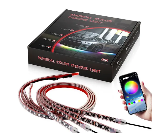 Juego de 6 luces LED para chasis, con controlador'aplicación, luz ambiental elegante, 60 cm x 2 + 180 cm x 2 + 60 cm x 2