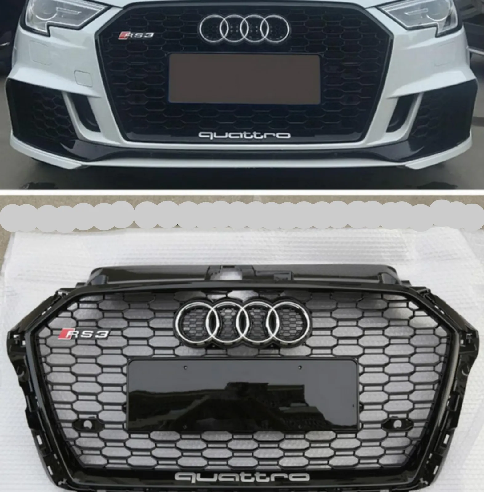 2017 2017 2019 Audi A3 8V RS3 Style Galle en Honeycomb para parachoques delanteros negros