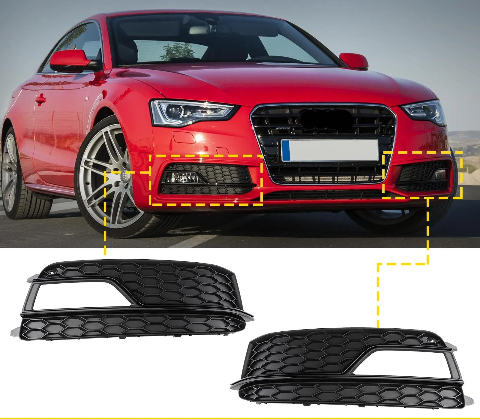 2013-2016 AUDI A5 S-LINE S5 PAR Lámpara antiniebla delantera Grills