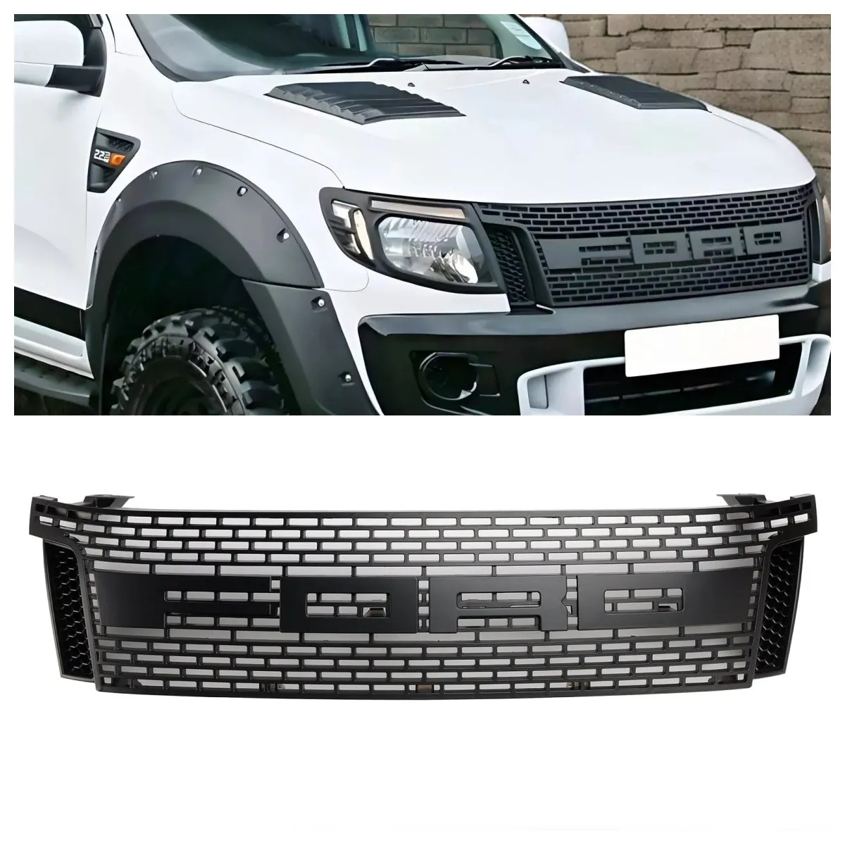 2012-2015 Ford Ranger T6 PX1 Raptor Bumper superior de parrilla delantero de la rejilla negra negra