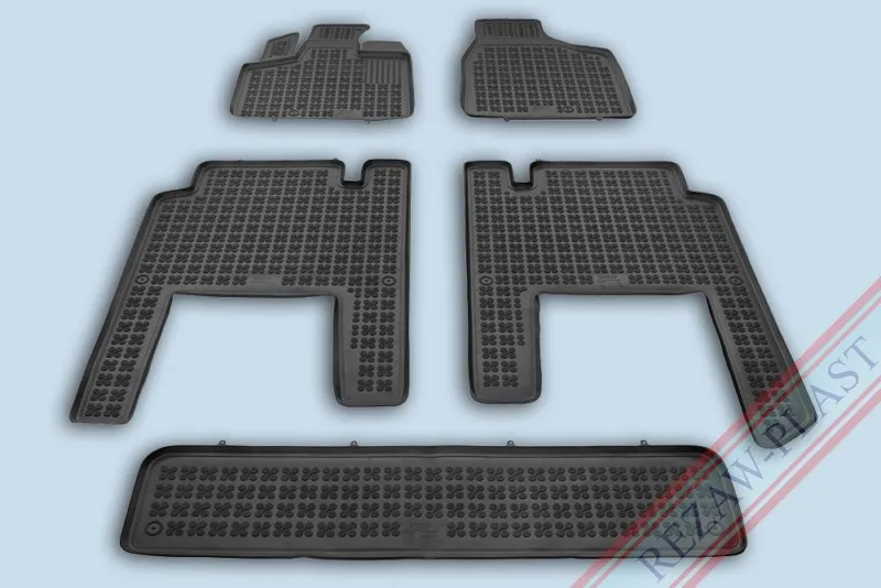 Alfombrillas Caucho Color Negro Con Clips Lancia-Chrysler Voyager V Desde 2006, 7 Asientos 5 Piezas