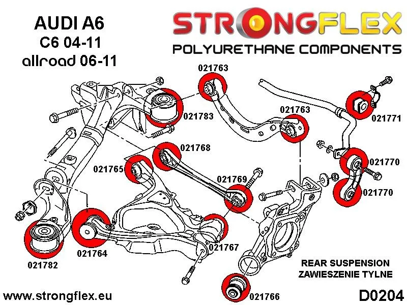 SILENTBLOCK Audi A6 Rs6 C6 04-11 KIT DE CASQUILLO DE ENLACE DE BARRA ESTABILIZADORA TRASERA STRONGFLEX 2 Unidades