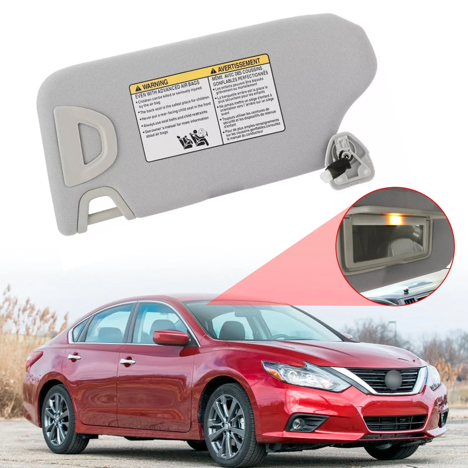 Visor de sol gris a la derecha para Nissan Altima 2013-2018 964003TA2A