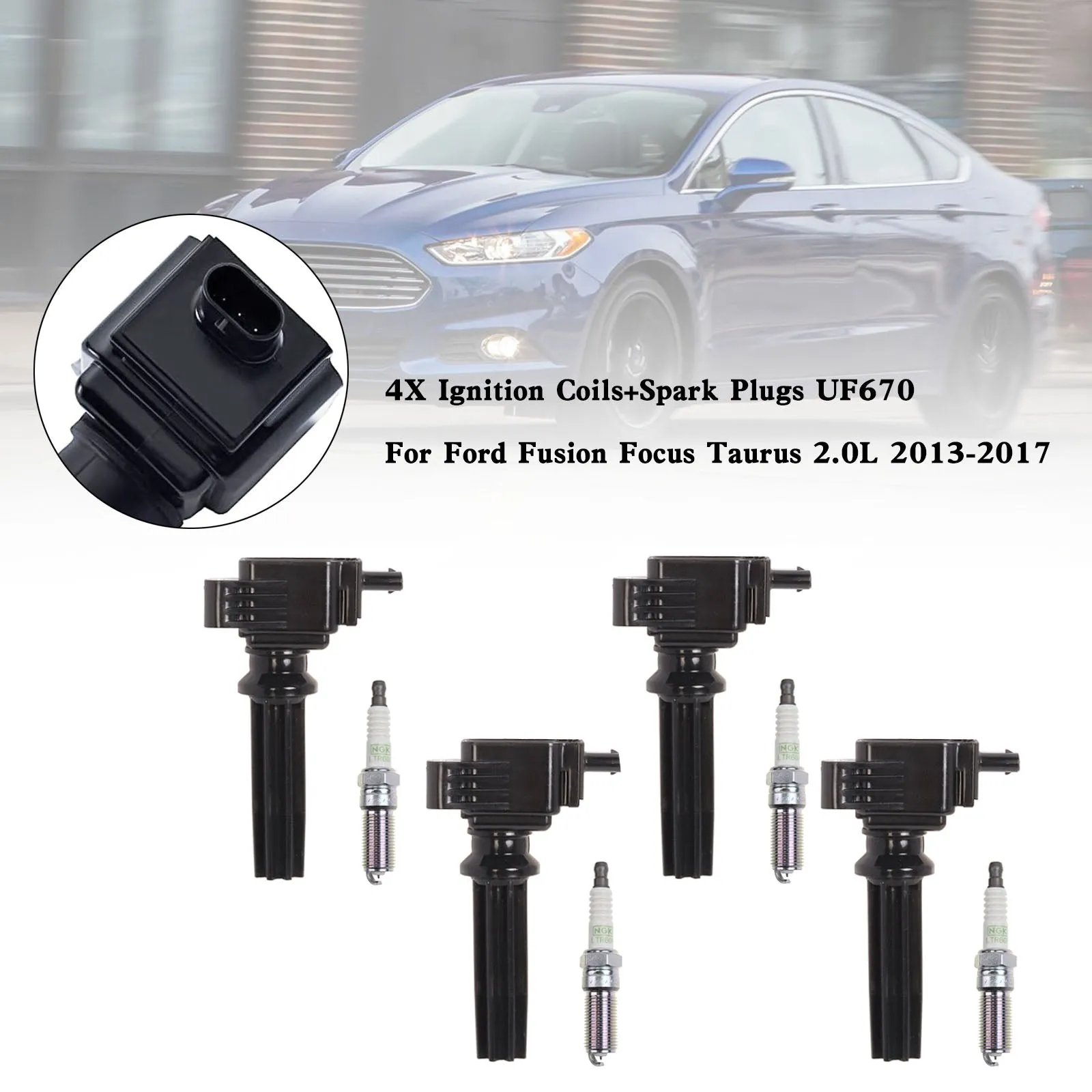 Bobinas de encendido 4X para Ford Edge SE SEL Sport Utility de 4 puertas 2012-2017 + bujías UF670