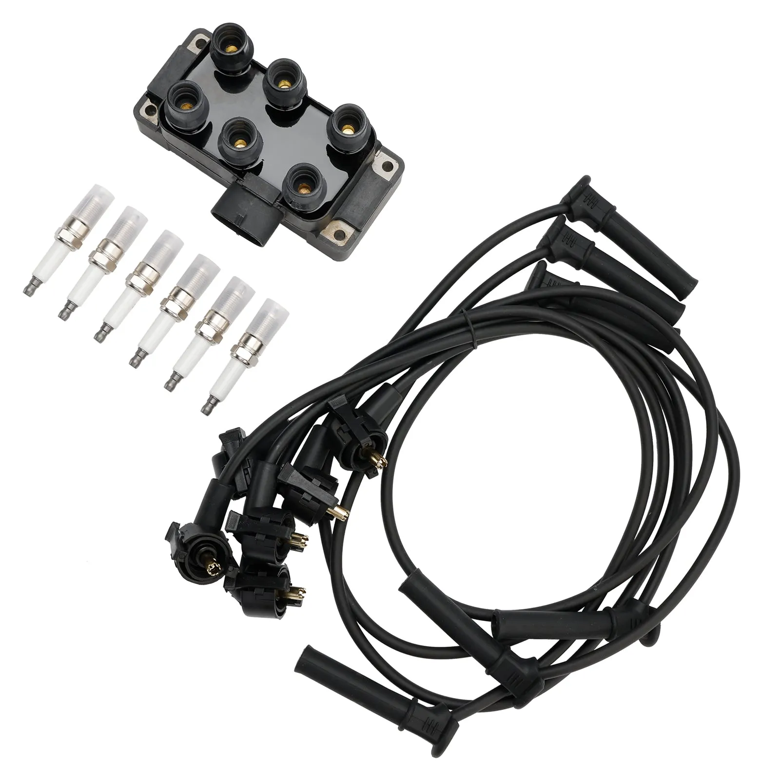 Bobina de encendido + 6 bujías + 6 cables FD480 DG452 90TF12029A para Mazda B4000 V6 4.0l 1994-2010