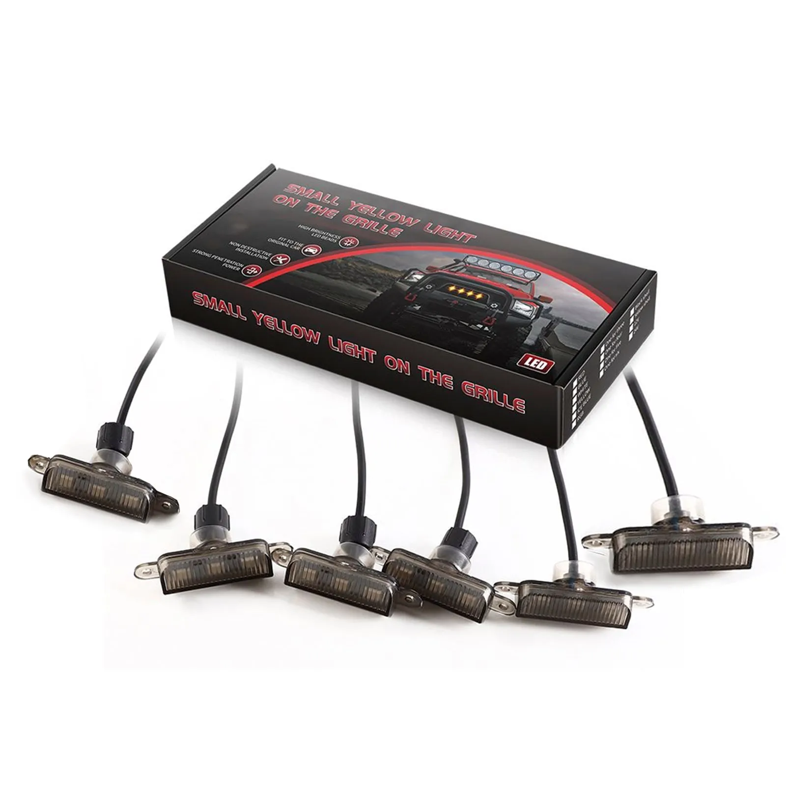 6 luces LED RGB para rejilla delantera con controlador'aplicación para vehículos todoterreno SUV