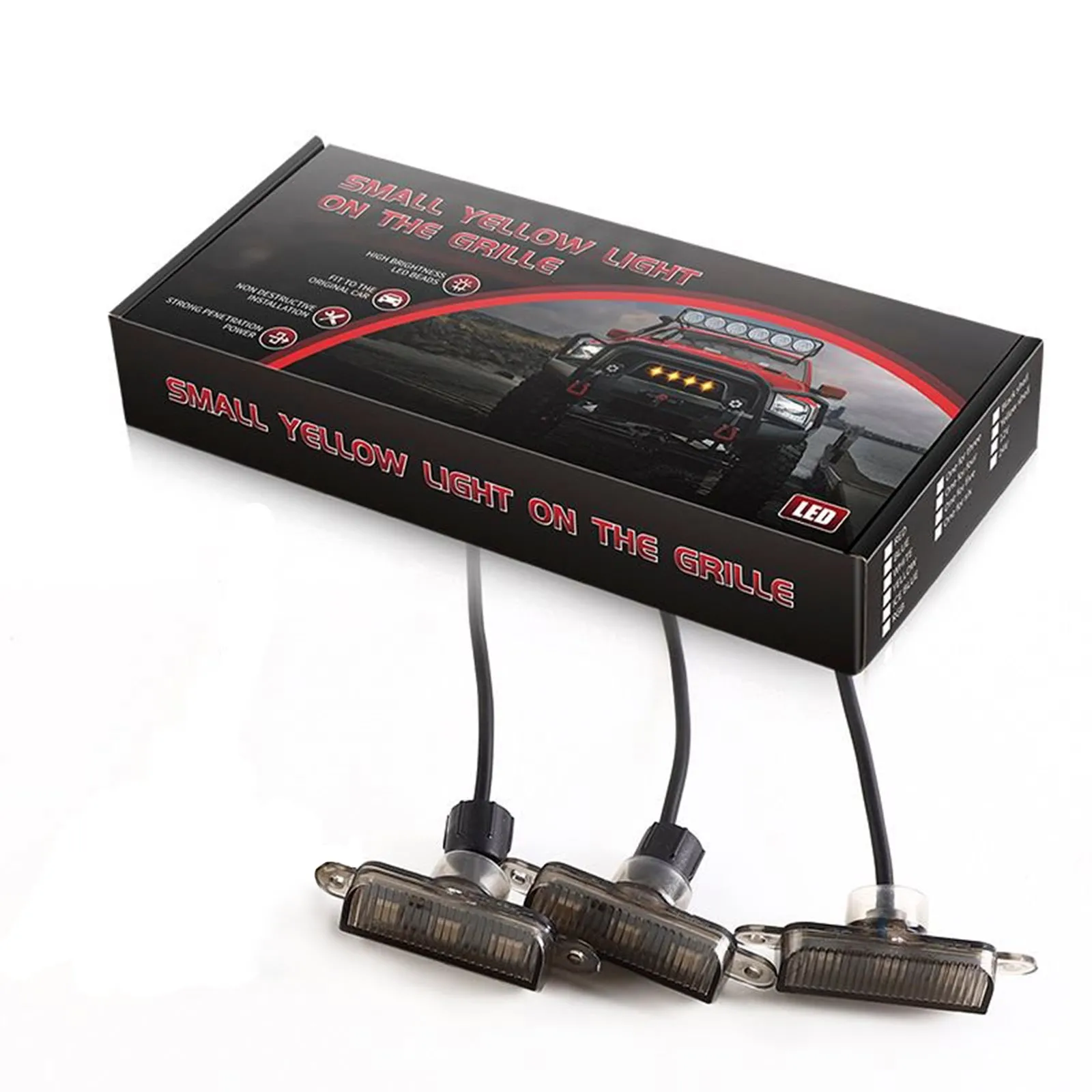 Juego de 3 luces LED RGB para parrilla delantera con controlador'aplicación para vehículos todoterreno SUV