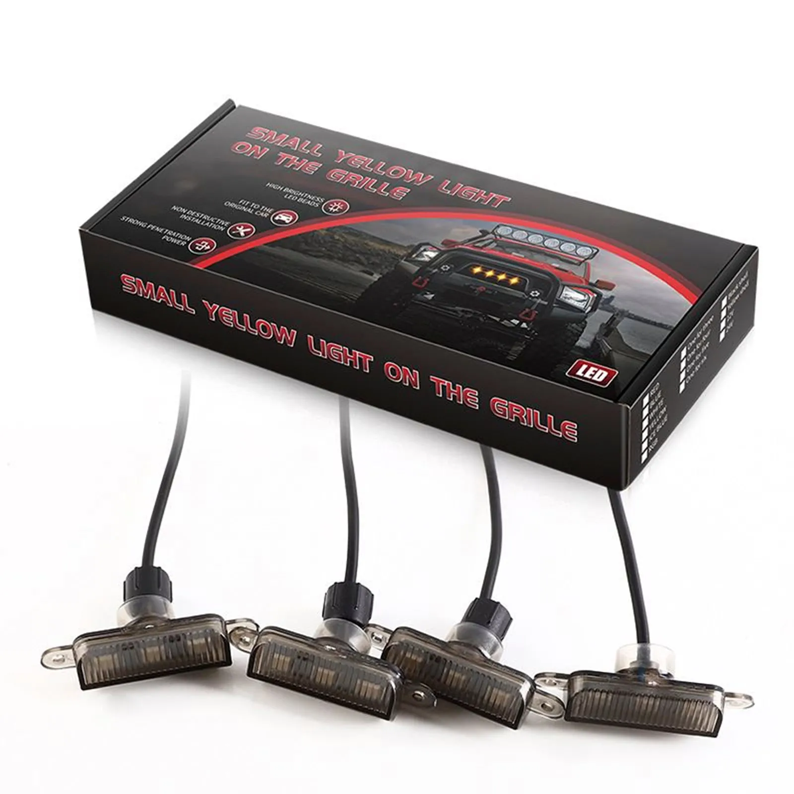 Juego de 4 luces LED RGB para parrilla delantera con controlador'aplicación para vehículos todoterreno SUV