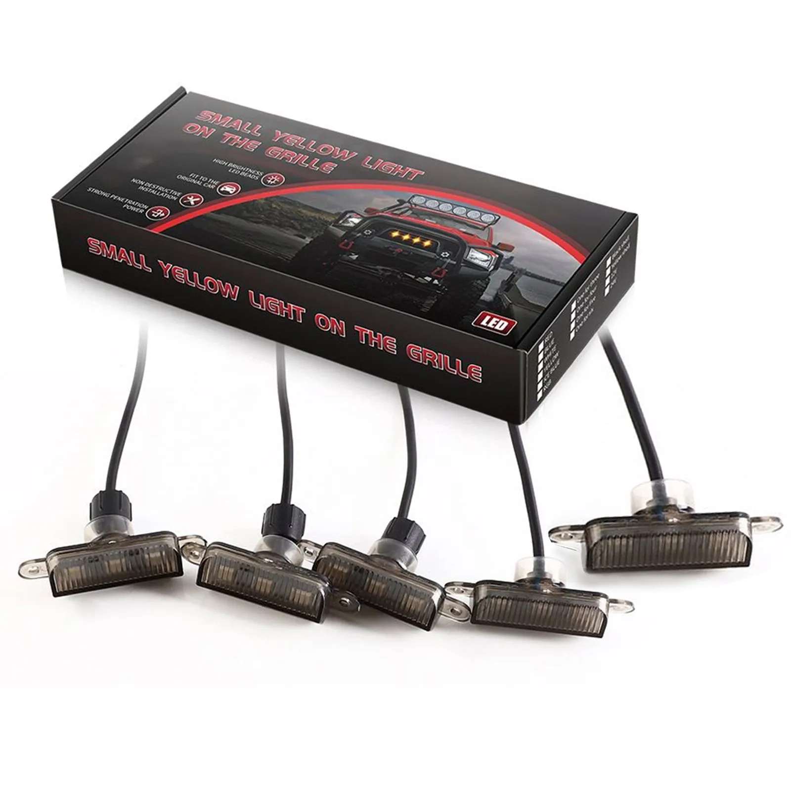 5 luces LED RGB para rejilla delantera con controlador'aplicación para vehículos todoterreno SUV