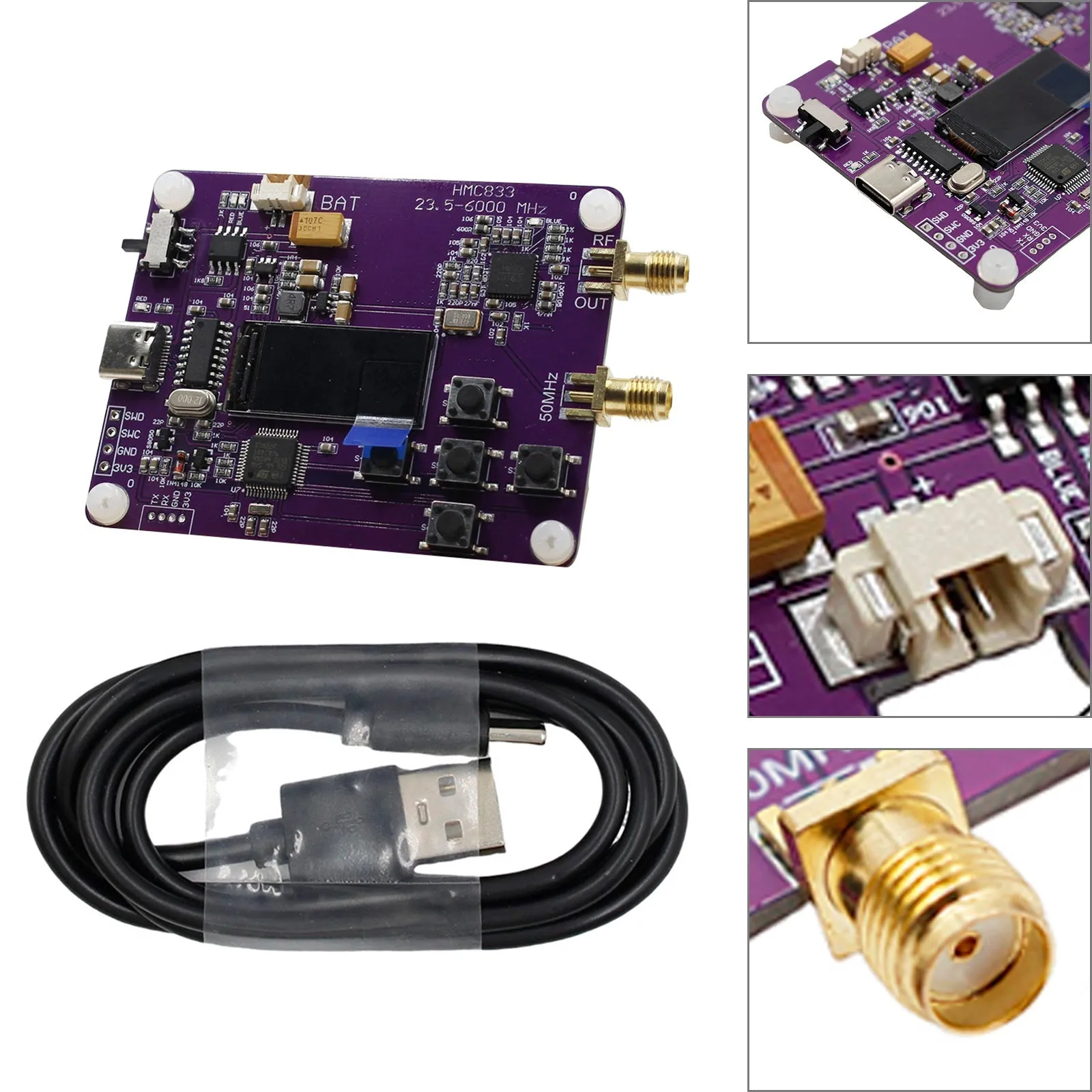 Generador de señal de 6 GHz, 23.5-6 000 MHz Teclado, pantalla OLED HMC833