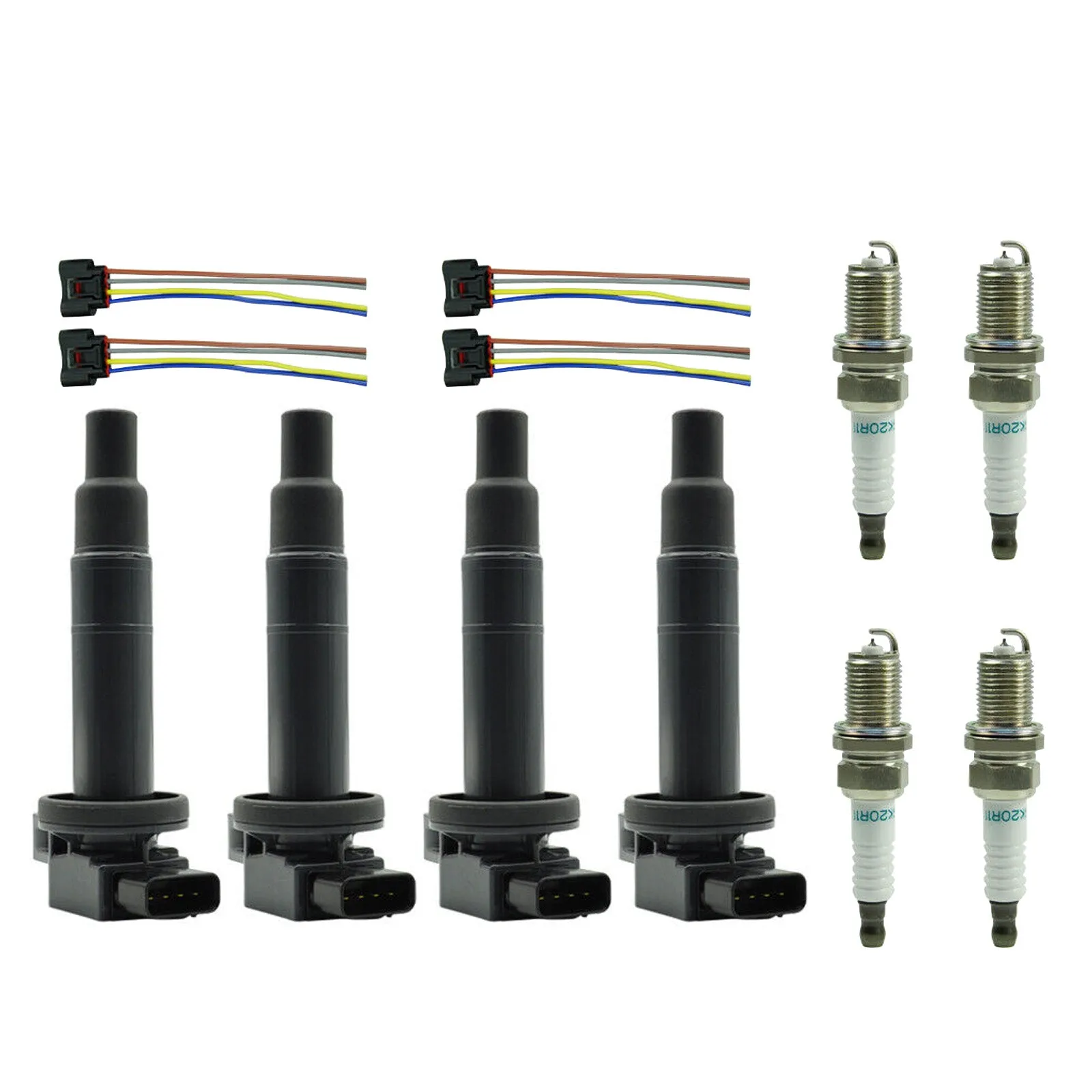 4X bobina de encendido + bujía + conector UF316 90919-02240 9008019021 para Scion XA XB 1.5L Fedex Express