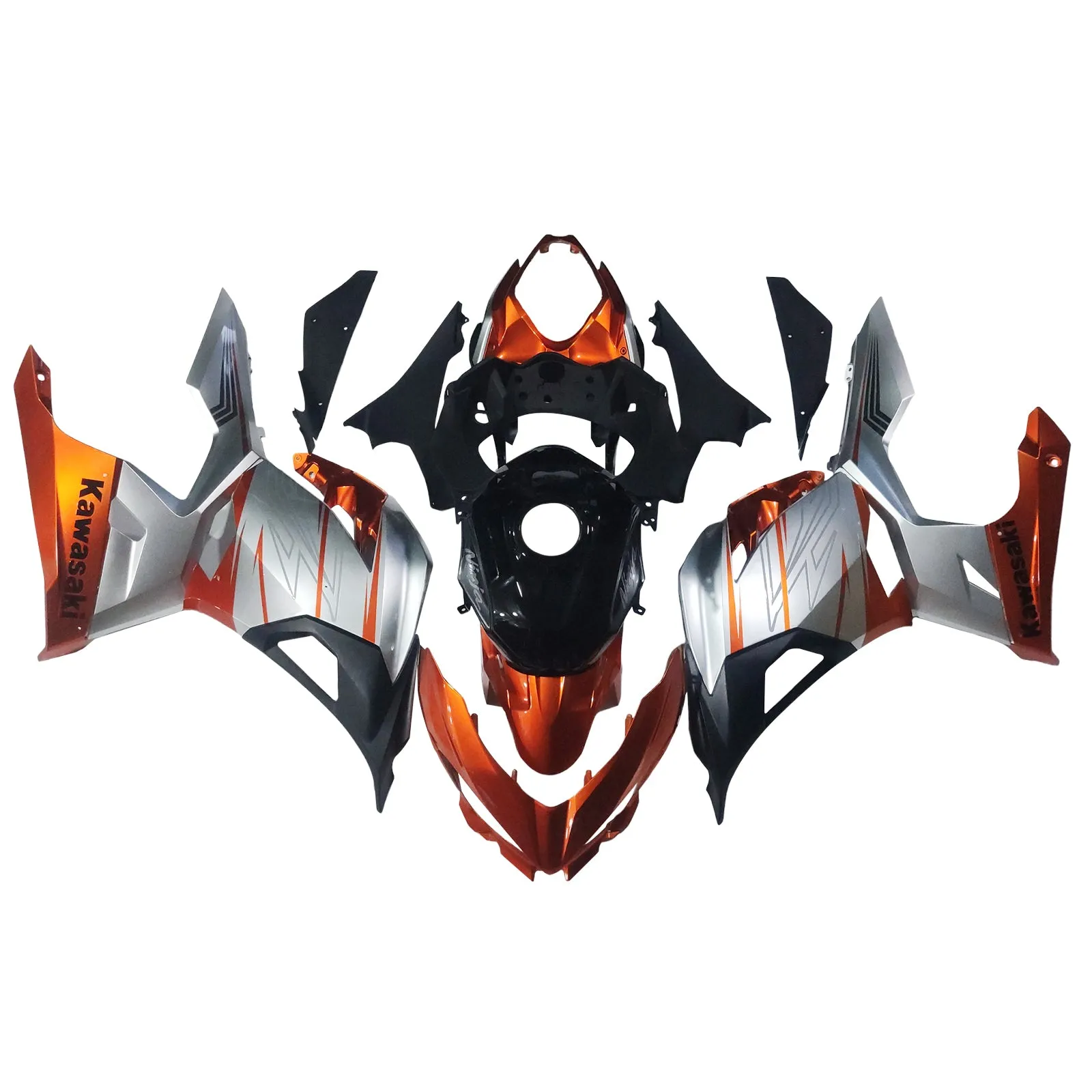 Amotopart Kawasaki EX400/Ninja 400 2018-2023 Kit Carenado Naranja Plata Carrocería Plástico ABS