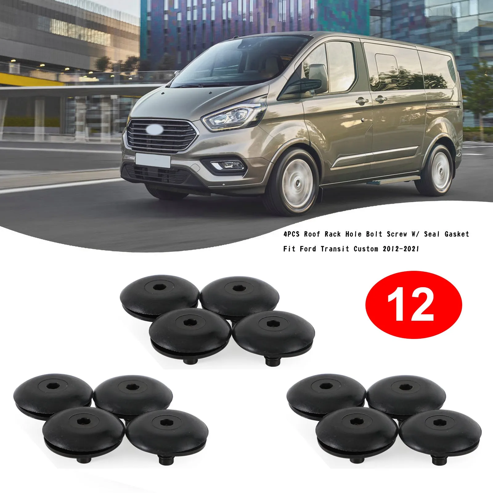 Tornillo de perno con orificio para portaequipajes de techo, 12 Uds. Con junta de sellado para Ford Transit Custom 2012-2021