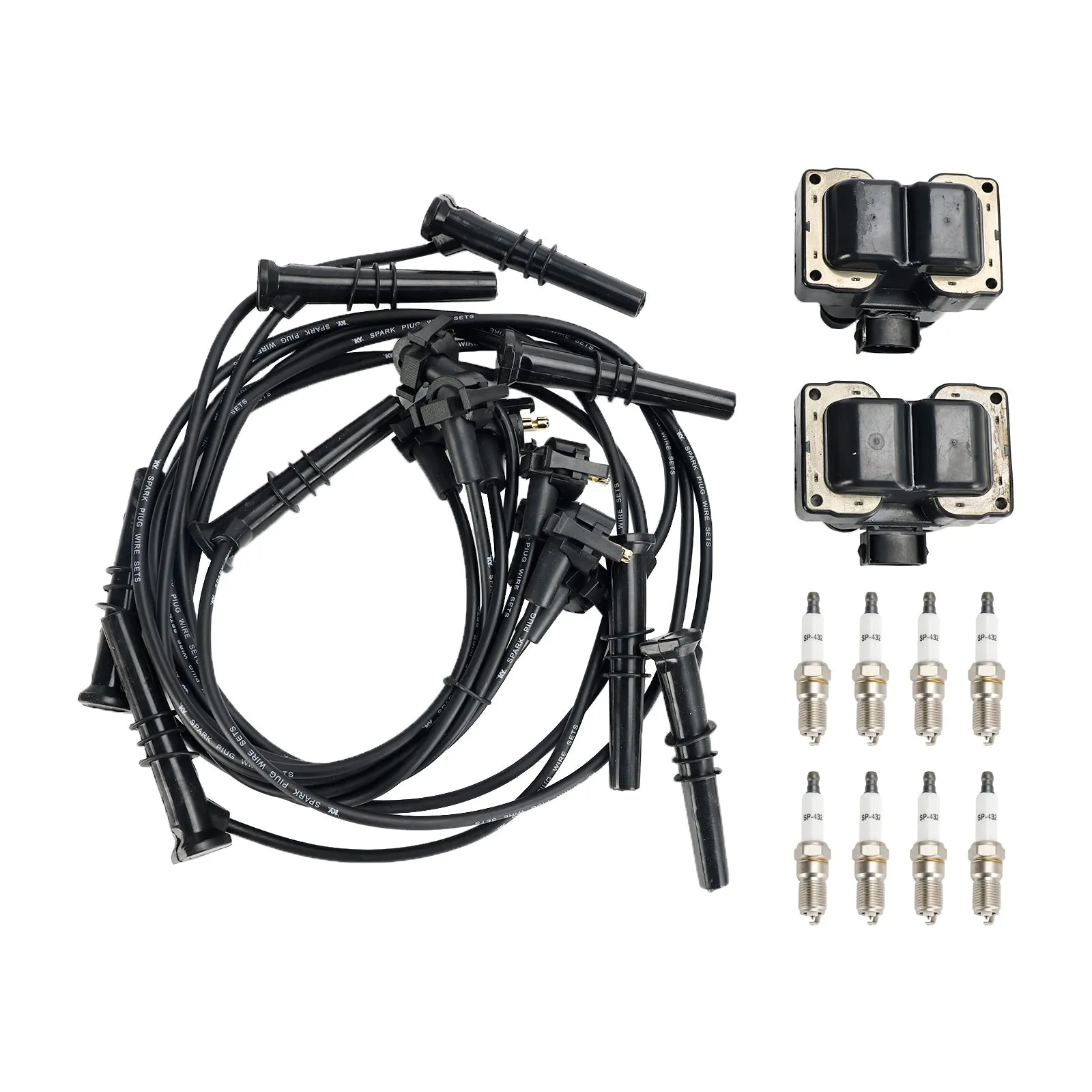 Kit de bobinas de encendido (x2) + velas (x8) + juego de cable para expedición Ford - FD487 SP432