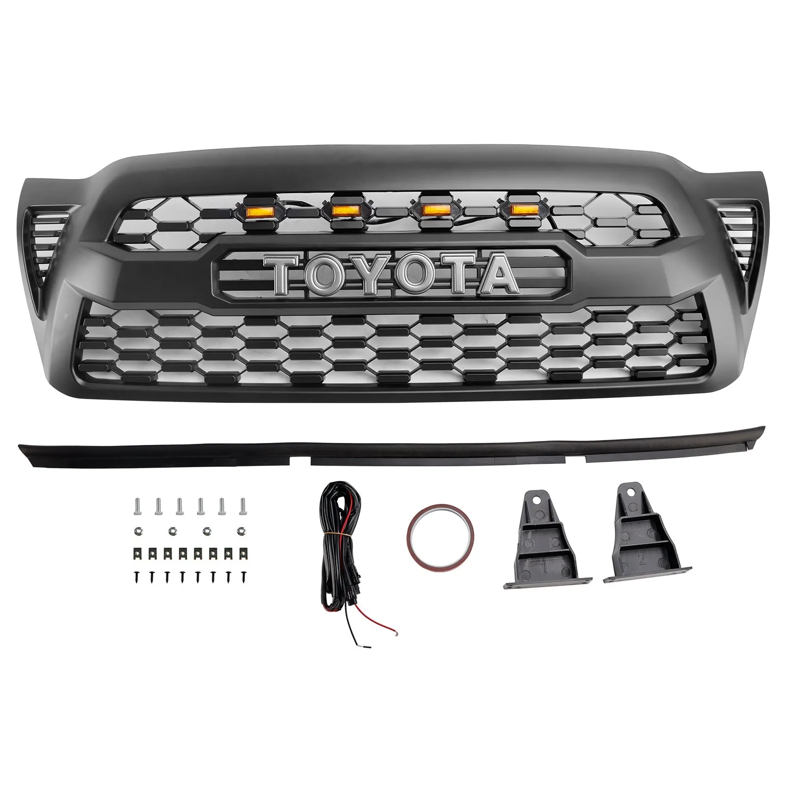 Alfombra LED de parrilla delantera negra para Toyota Tacoma 2005-2011
