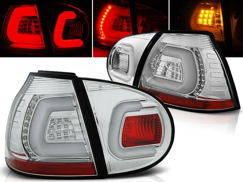 Pilotos Traseros Led Vw Golf 5 10.03-09 Cromado Led Bar