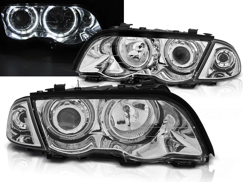 Faros Delanteros Bmw E46 05.98-08.01 S/T Angel Eyes Led Cromado