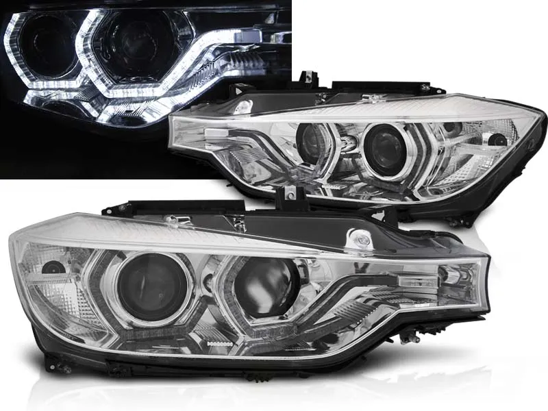Faros Angel Eyes Bmw F30/F31 10.11 - 05.15 Angel Eyes Led Cromado R87 Luz Diurna Real