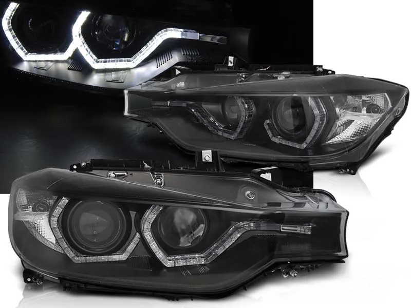 Faros Angel Eyes Bmw F30/F31 10.11 - 05.15 Angel Eyes Led Negro R87 Luz Diurna Real