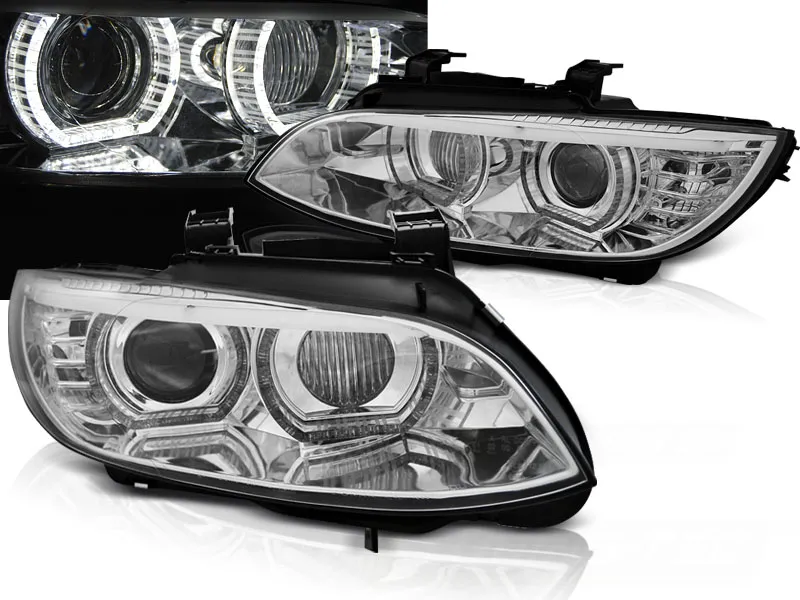 Faros Delanteros Bmw E92/E93 06-10 Angel Eyes Led Cromado Afs Xenon