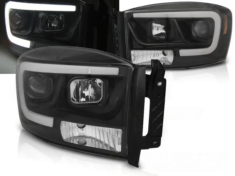 Faros Delanteros Dodge Ram 06-08 Tube Light Negro