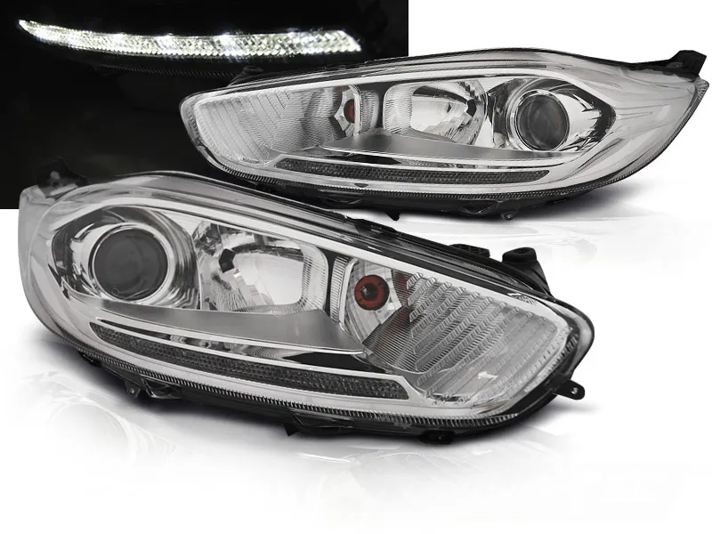 Faros Delanteros Ford Fiesta Mk7 13-16 Led Drl Cromado