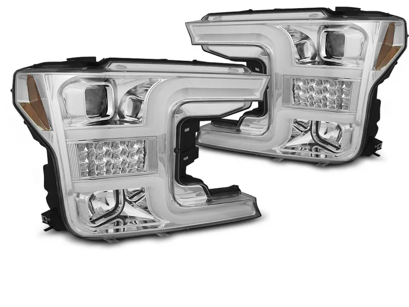 FAROS DELANTEROS LUZ DIURNA TUBE LIGHT CROMADO PARA FORD F150 MK13 17-20