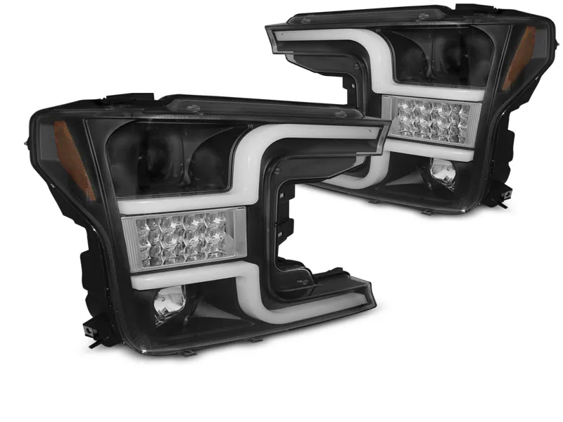 FAROS DELANTEROS LUZ DIURNA TUBE LIGHT NEGRO PARA FORD F150 MK13 17-20