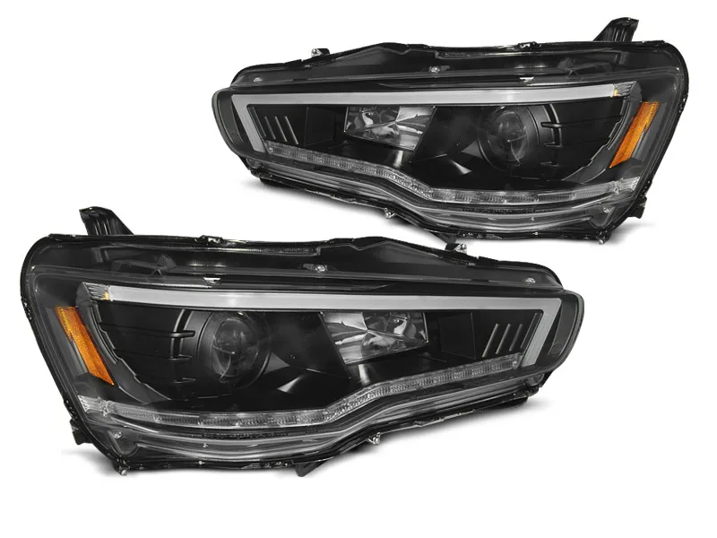 FAROS DELANTEROS MITSUBISHI LANCER 8 08-16 TUBO LUZ NEGRO con intermitente dinamico