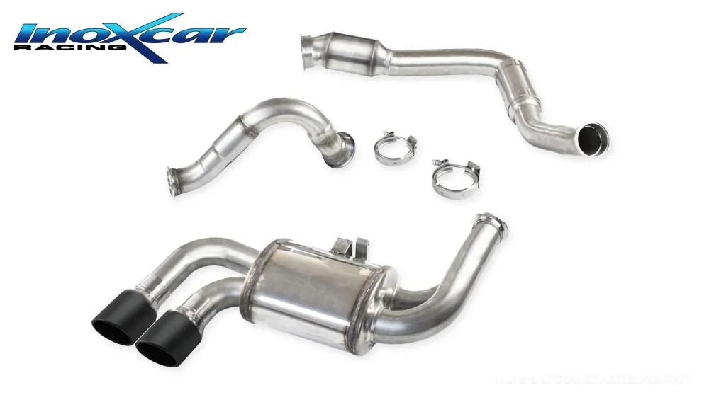 Tubo de sustitución del catalizador con catalizador metalico + Tubo intermedio + Escape trasero CEN 2X90 X-RACE Black Edition PO