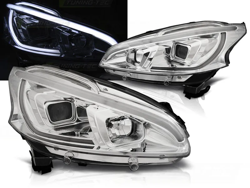 Faros Delanteros Peugeot 208 4.12-06.15 Tube Light Cromado