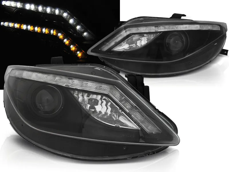 Faros Luz Diurna Seat Ibiza 6j 06.08-12 Intermitente Led Negro