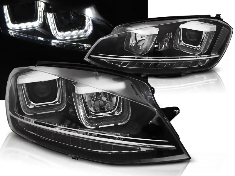 Faros Delanteros Vw Golf 7 11.12-17 U-Type Negro Drl Intermitentes Dinamicos