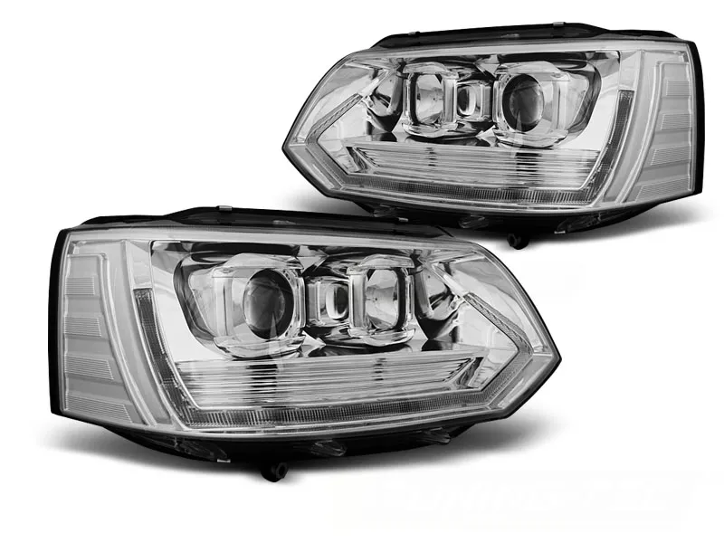 Faros Delanteros Luz Diurna Tube Light T6 Look Cromado Para Vw T5 2010-2015
