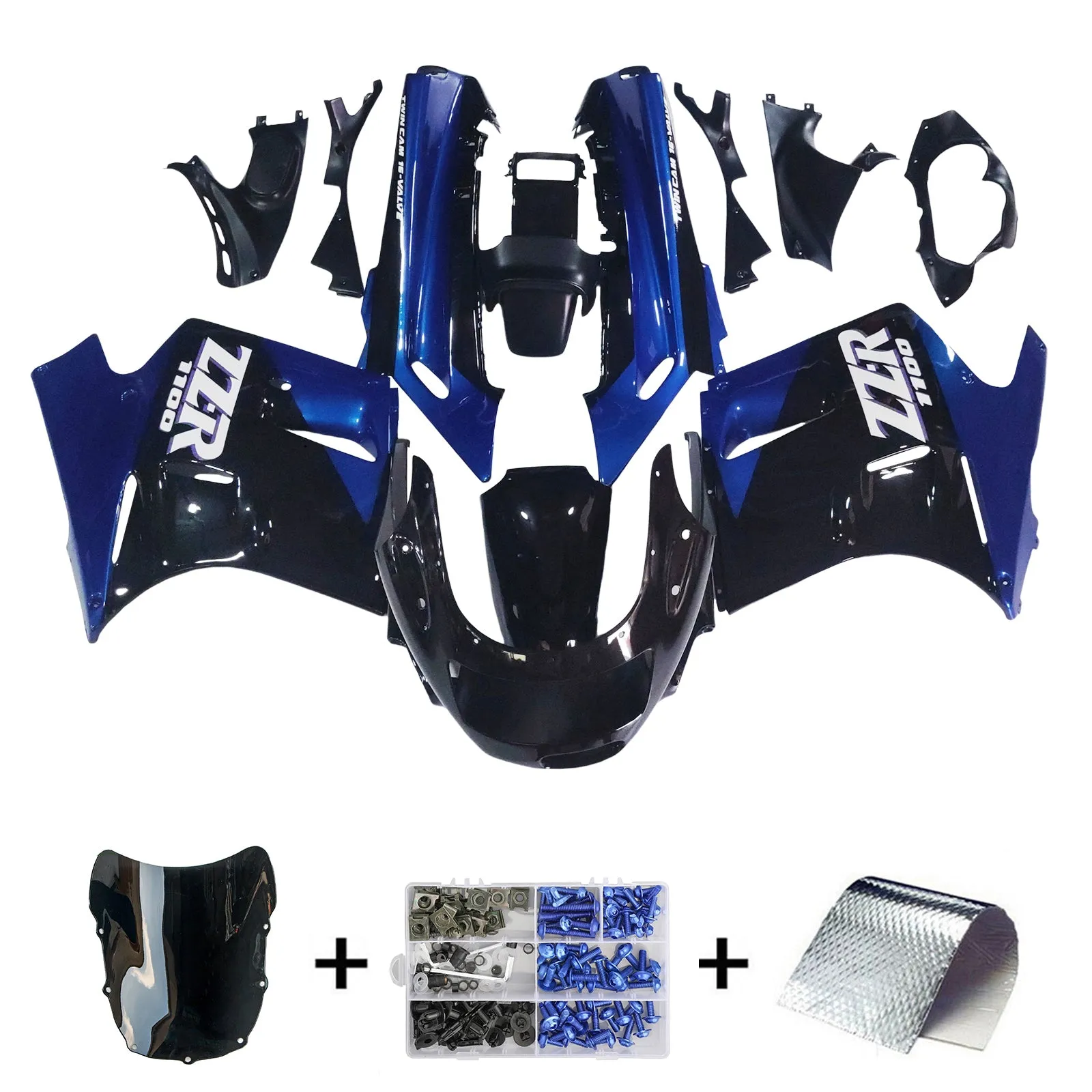 1990-1992 Kawasaki ZZR1100 Kit de carenado de inyección de carrocería ABS