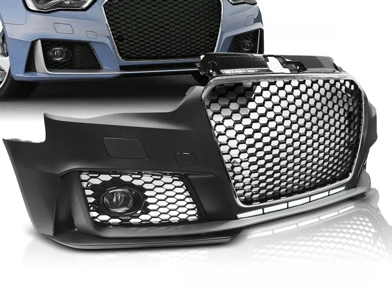 Paragolpes Delantero Audi A3 12-16 Rs3 Style Cromado Negro