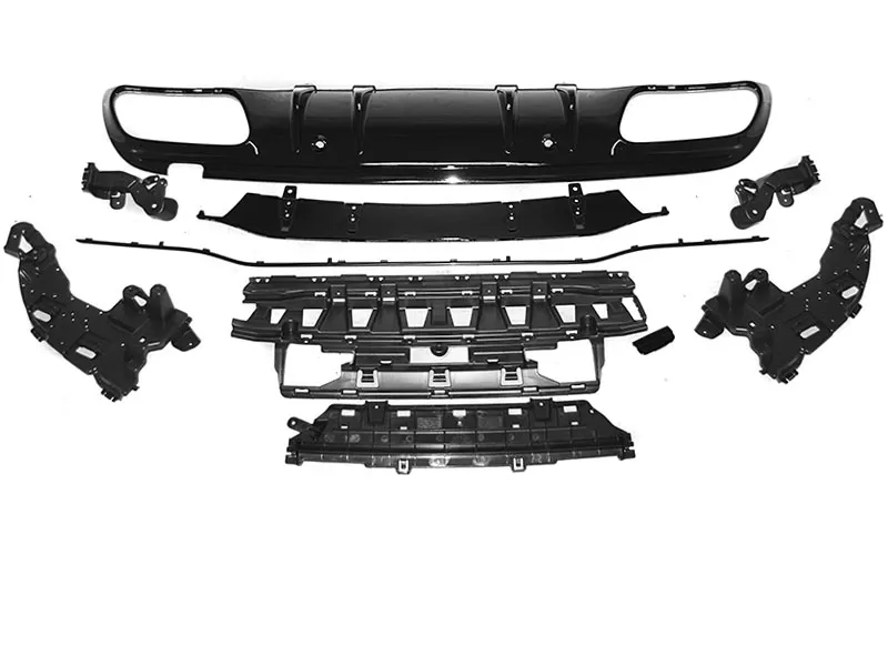 Difusor Negro Brillo Sport Para Mercedes W205 18- Moldura Negra