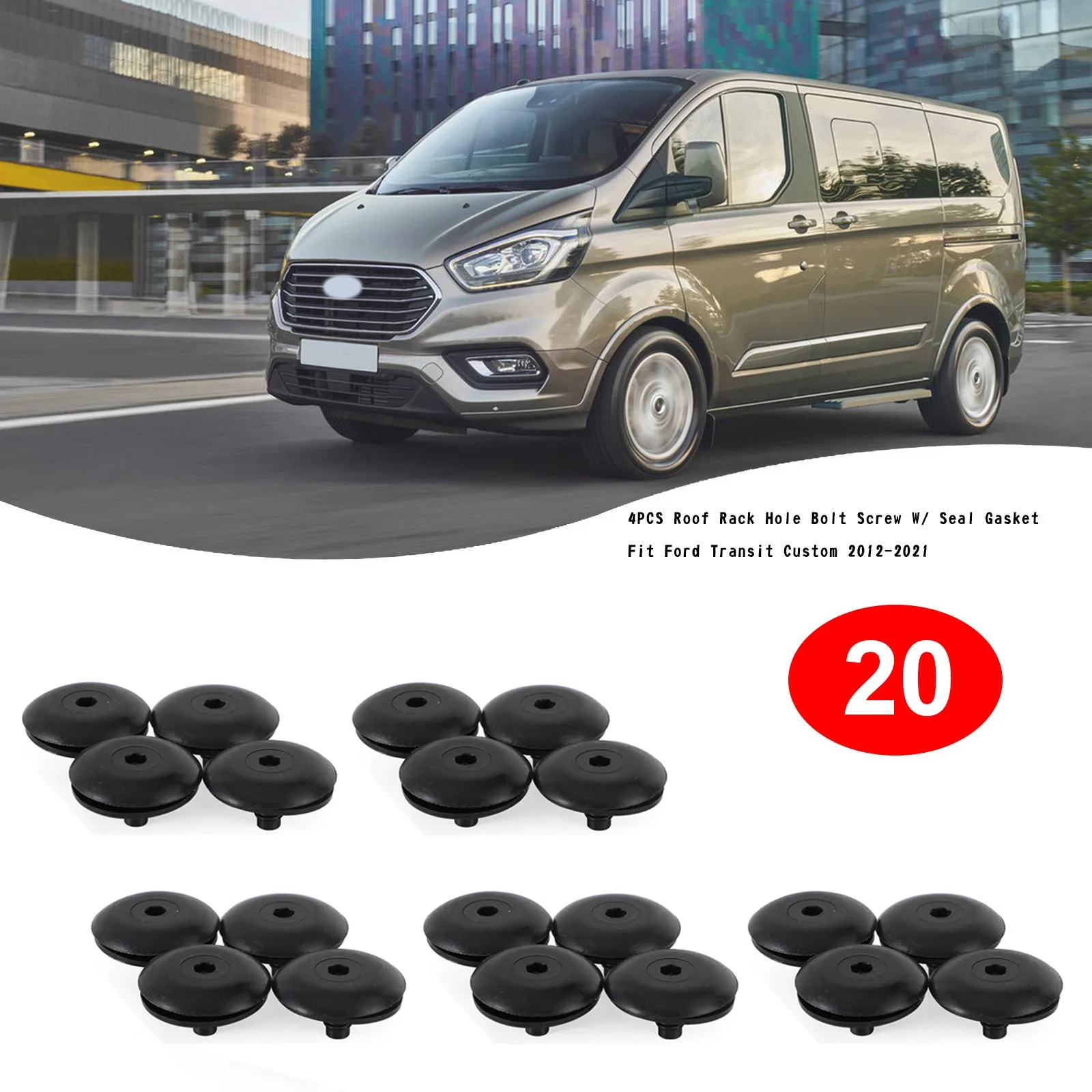 Tornillo de perno con orificio para portaequipajes de techo de 20 piezas con junta de sellado para Ford Transit Custom 2012-21
