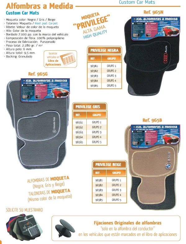 Alfombra Moqueta a Medida Privilege Bmw Serie 5 E-39 Touring -Puertas Año 96- 04