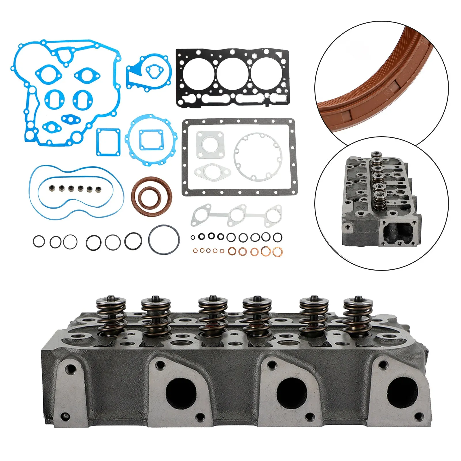 Cabezal completo del cilindro del kit + sellos para el motor Kubota D1105 - listo para montar