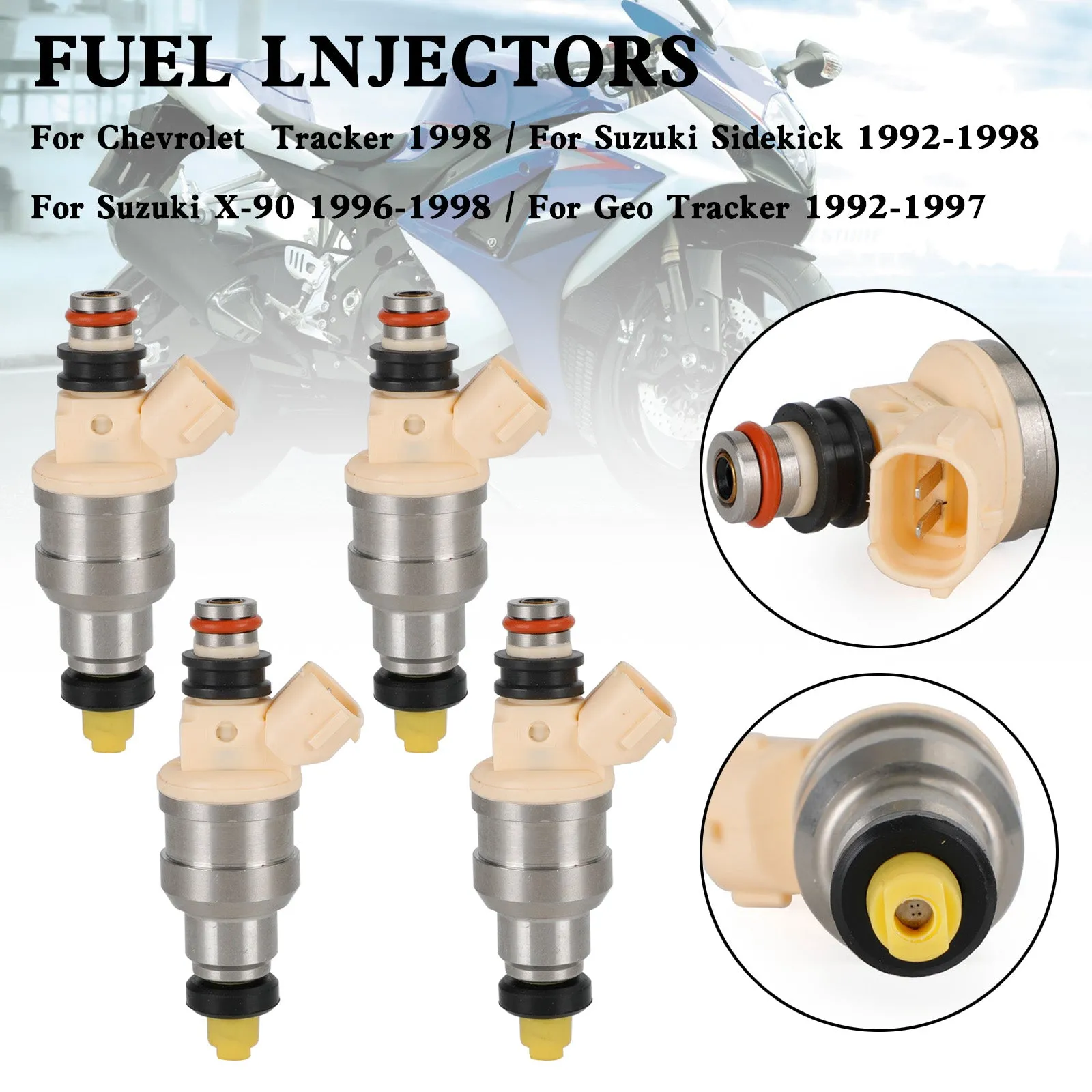 4 inyectores de combustible 15710-58B00 aptos para Suzuki Sidekick Tracker X-90 1.6L INP-470