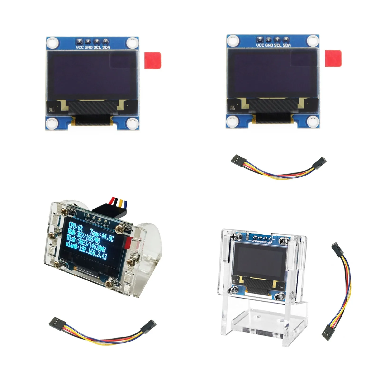 Módulo de visualización OLED de 0.96 pulgadas para Raspberry Pi 4B, visualización de información en el disco duro IP