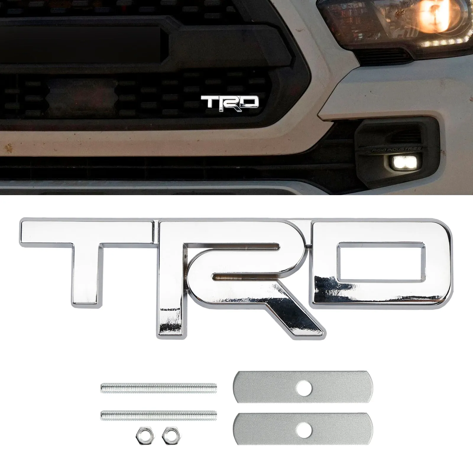 Silver TRD Grille Emblem para Tacoma Tundra 4Runner