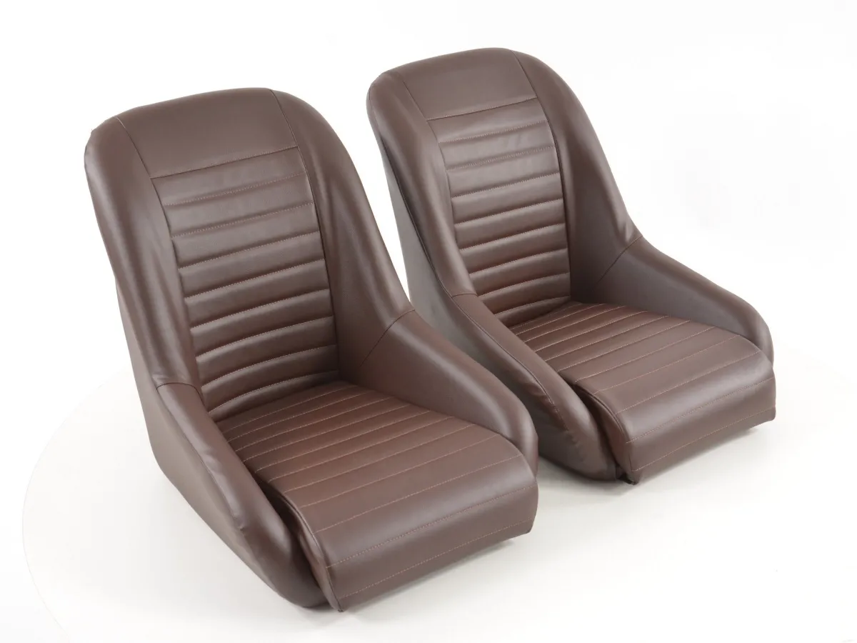 Juego Asientos Deportivos Retro-Look Marron Oscuro Fk Automotive