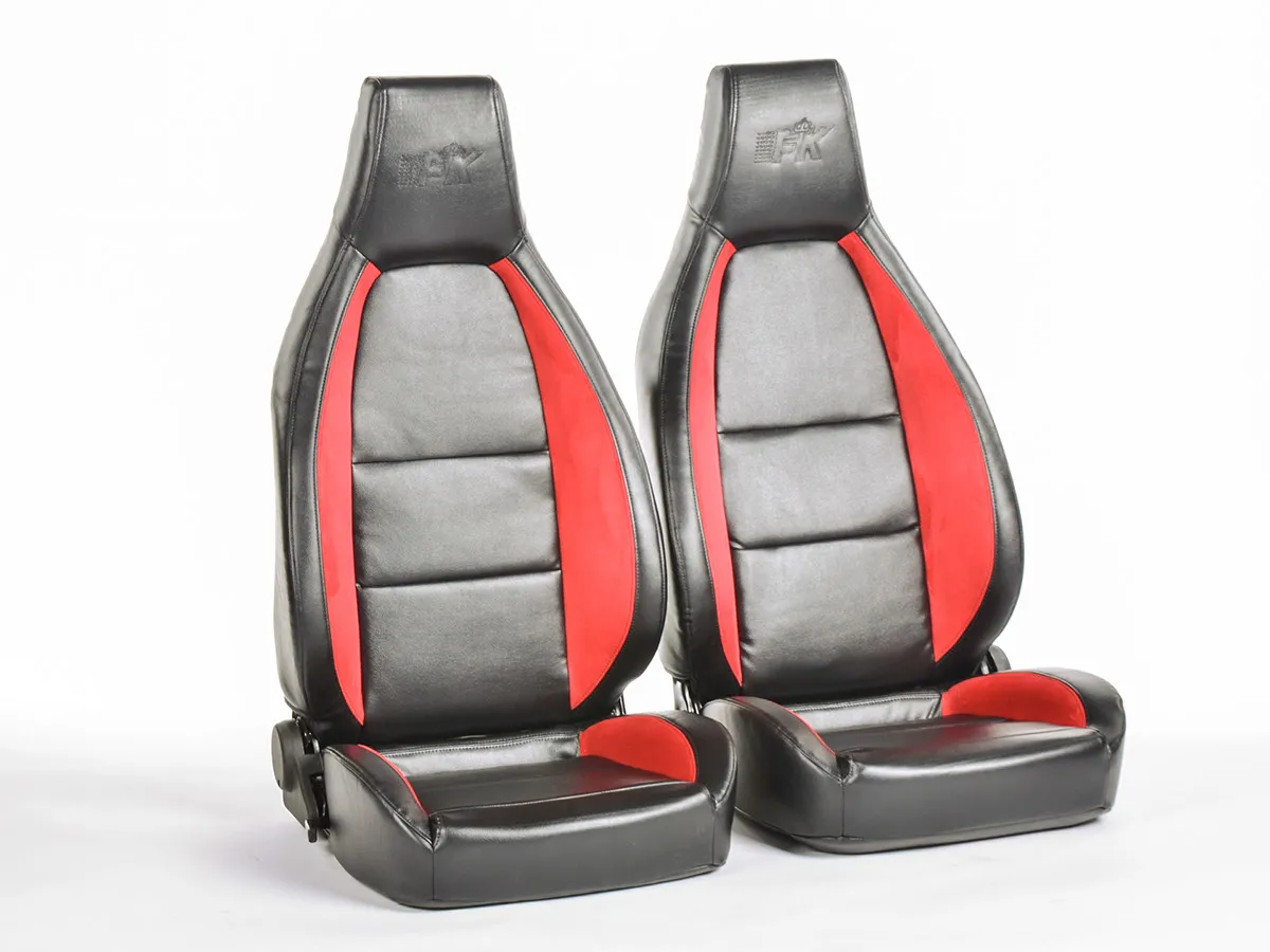 Asientos Deportivos Hamburgo De Cuero Artificial Negro/Rojo Fk Automotive