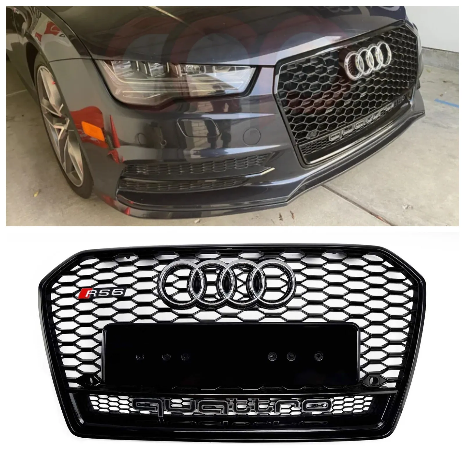 2016 2017 2017 Highing Front Grille RS6 Noir para Audi A6 C7/C7PA Restyled