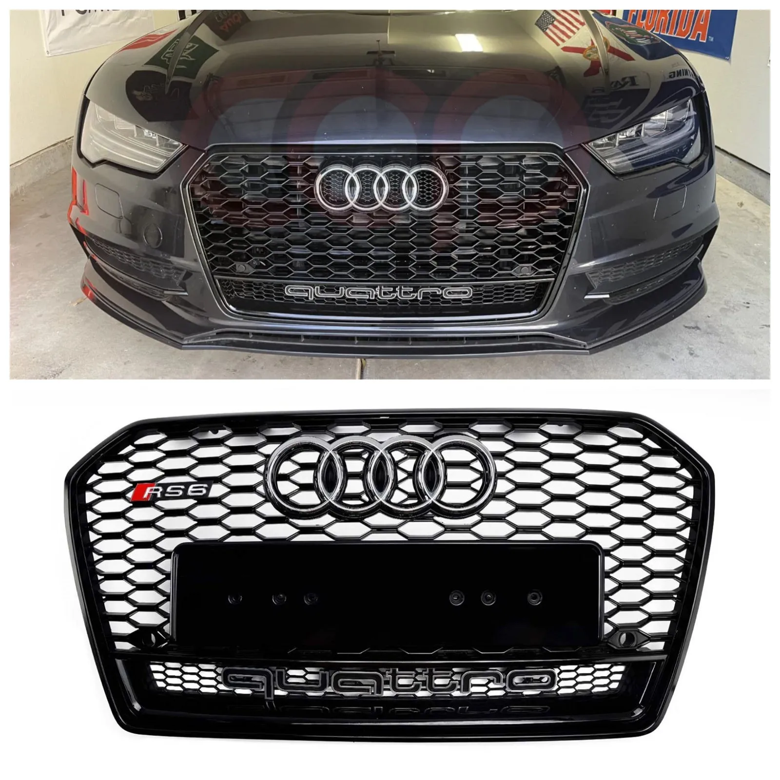 2016 2017 2017 Honeycomb Circulation RS6 Black Style para Audi S6 C7/C7PA Restyled